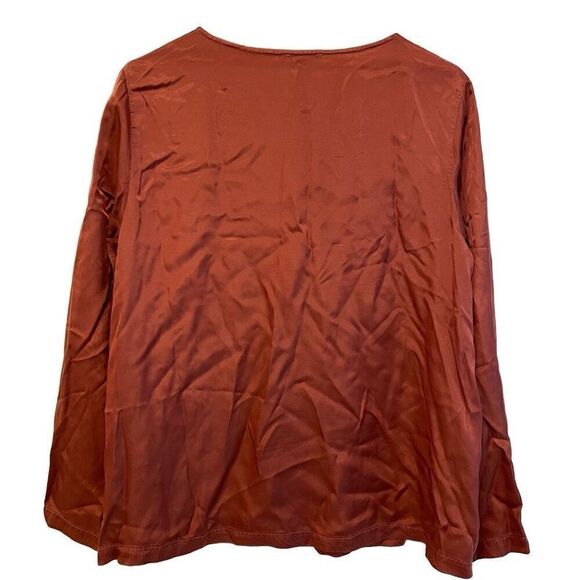 OSKA Germany Womens Cupro Modal Blouse Size 1 Rust Popover Slow Fashion - Picture 2 of 6